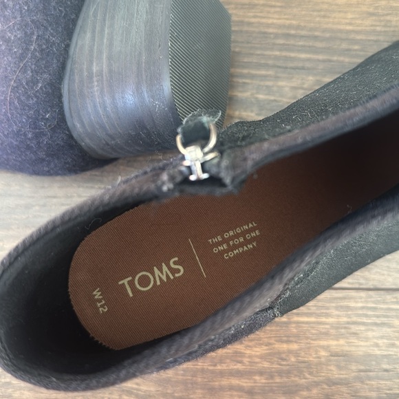 Tom’s black ankle boots NWT women size 12 Loren black suede/felt - Picture 6 of 7
